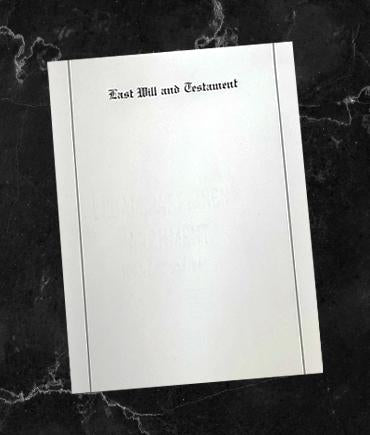 Engraved with LAST WILL AND TESTAMENT - Marginal Ruled - Cockle Finish Personalized