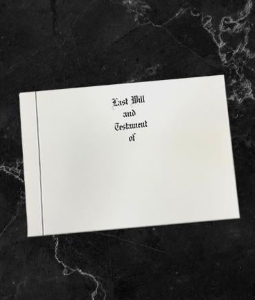 "Last Will & Test. of" Cover - Legal Size -  9 x 15 1/2 Personalized